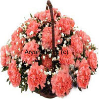 Basket of 24 Pink Carnations with Seasonal Fillers
